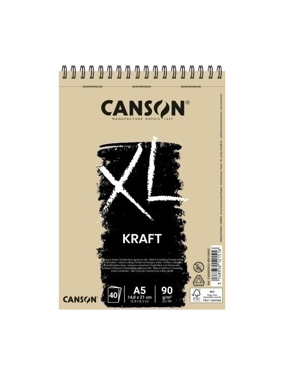 Bloc Dibujo Canson Xl Kraft C/Esp. A4 90