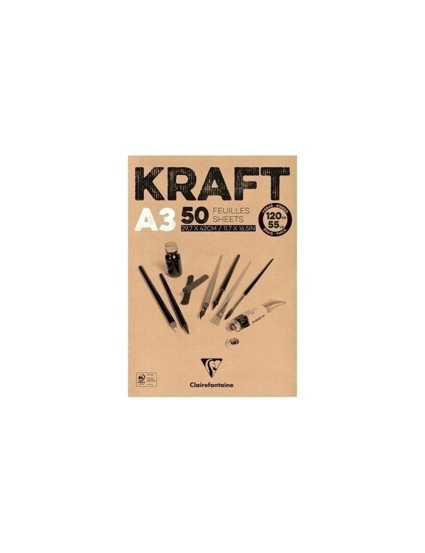 Bloc Dibujo Clair. Kraft Encol. A3 120G