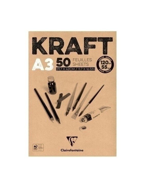 Bloc Dibujo Clair. Kraft Encol. A3 120G