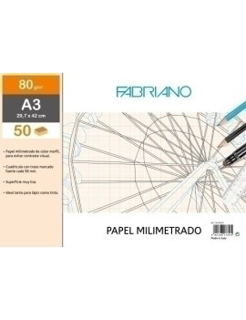 Bloc Dibujo Fabriano Milimetrado A3 80G