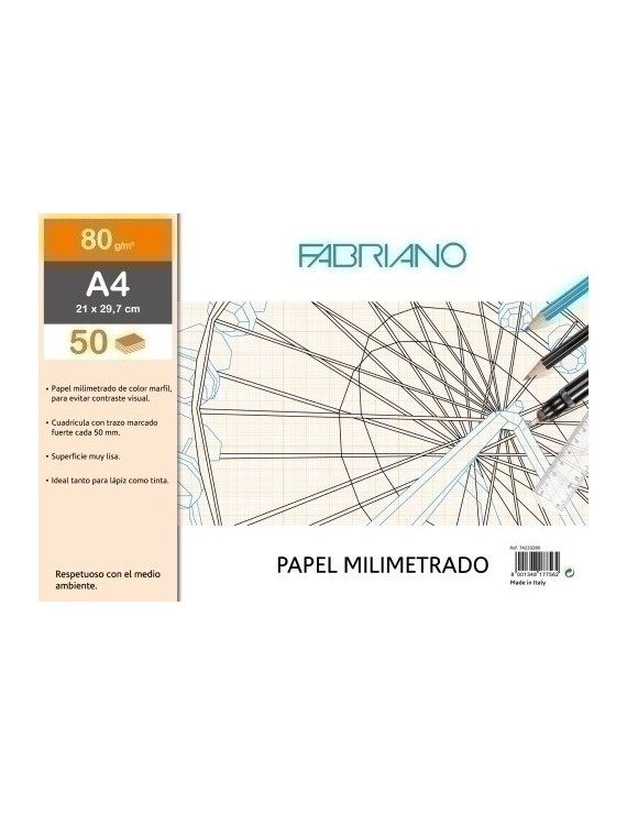 Bloc Dibujo Fabriano Milimetrado A4 80G