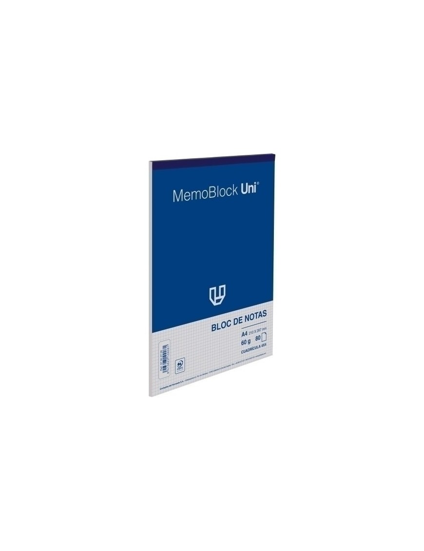 Bloc De Notas Uni Memoblock A4 80H Cd.4