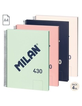 Bloc Milan 430 A4 80H Liso Surt. Pack 4