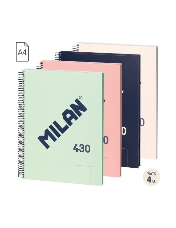 Bloc Milan 430 A4 80H Liso Surt. Pack 4