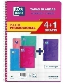 Block Oxf.Sch.Blanda Fº 80H Cd.4 Pk 4+1