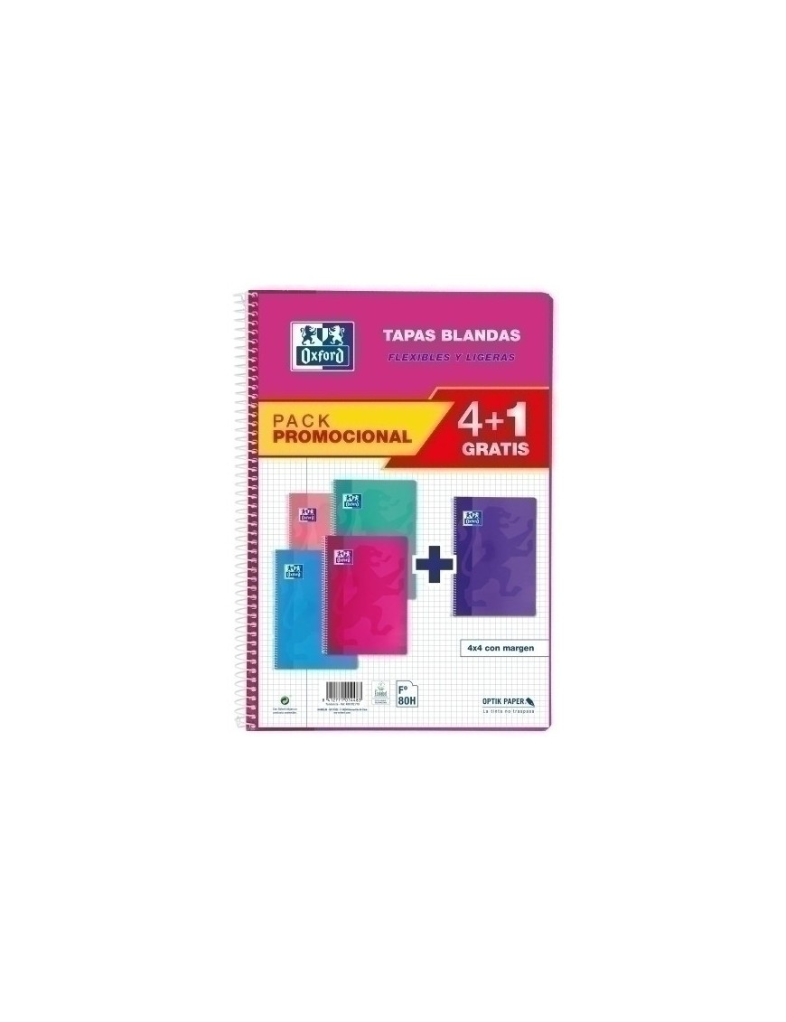 Block Oxf.Sch.Blanda Fº 80H Cd.4 Pk 4+1