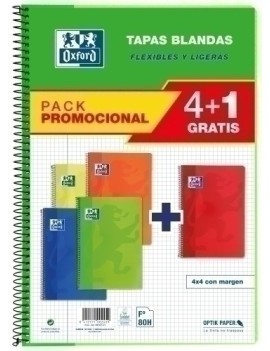 Block Oxf.Sch.Blanda Fº 80H Cd.4 Pk 4+1