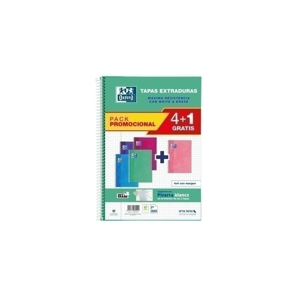 Block Oxf.Sch.Extra Fº 80H Cd.4 Pk.4+1