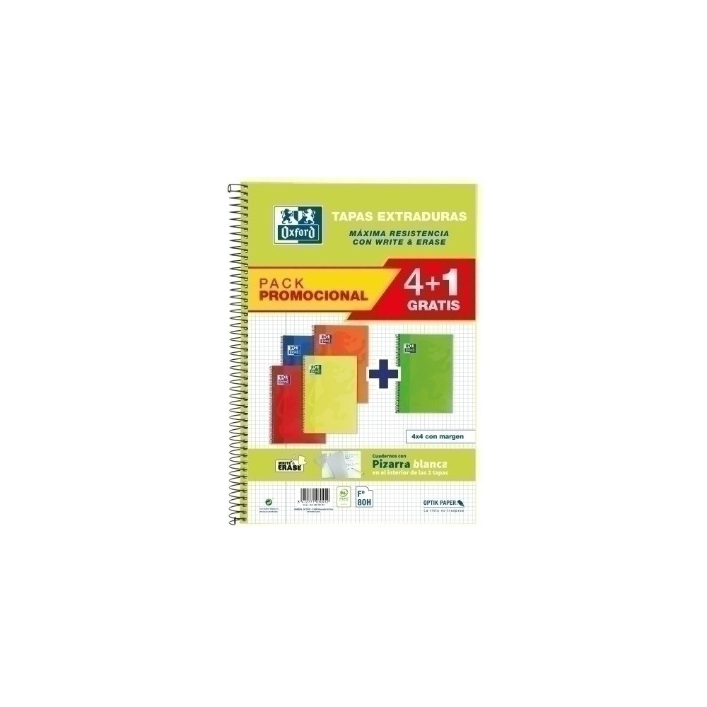 Block Oxf.Sch.Extra Fº 80H Cd.4 Pk.4+1