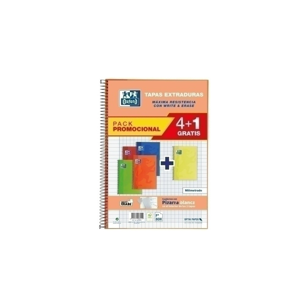 Block Oxf.Sch.Extra Fº 80H Mm Pack 4+1