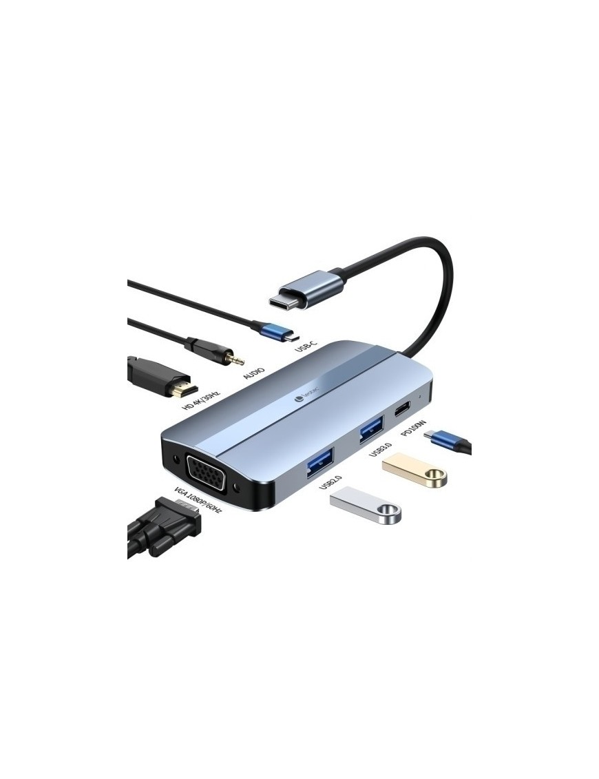 Docking Usb Leotec  7 Puertos En 1 Gris