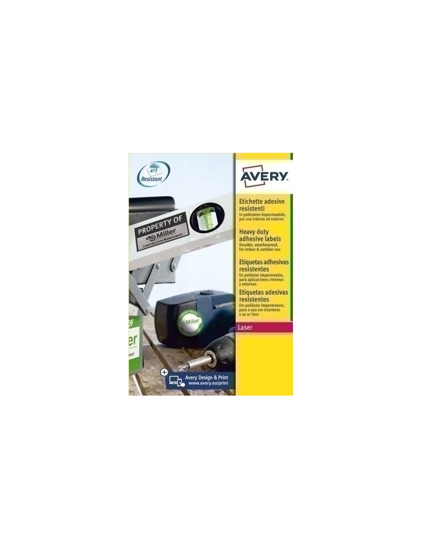 Etiq.Imp.Avery L6013 8H A4 Plata 210X29