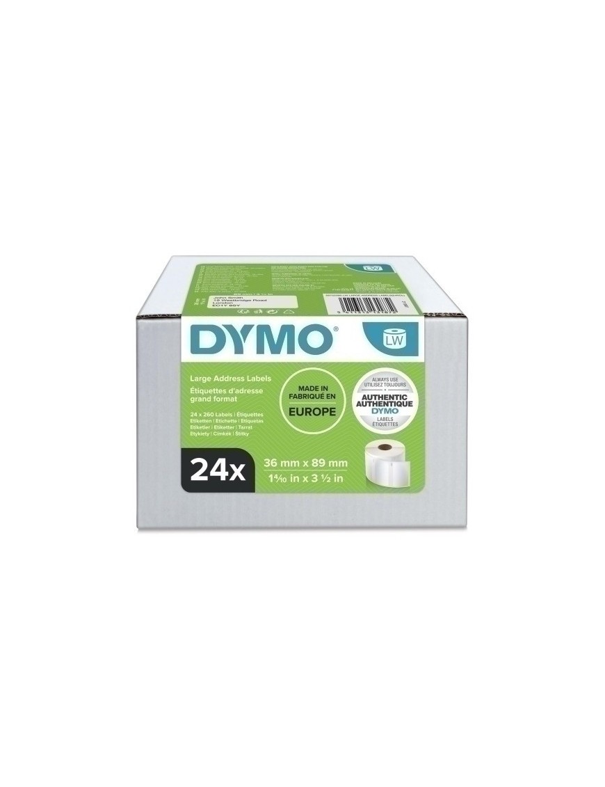 Etiq.Dymo Lw  36X89Mm Rl.260 Blco.P/24