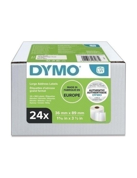 Etiq.Dymo Lw  36X89Mm Rl.260 Blco.P/24