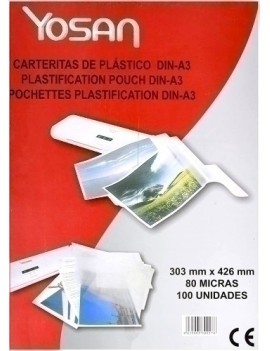 Funda Plastif. Yosan A3 80µ P/100