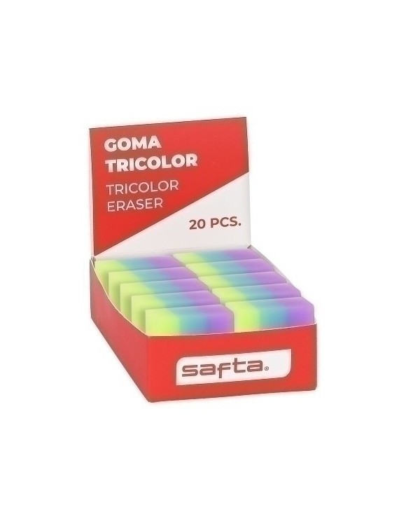 Goma Borrar Safta Pvc Tricolor Exp.20