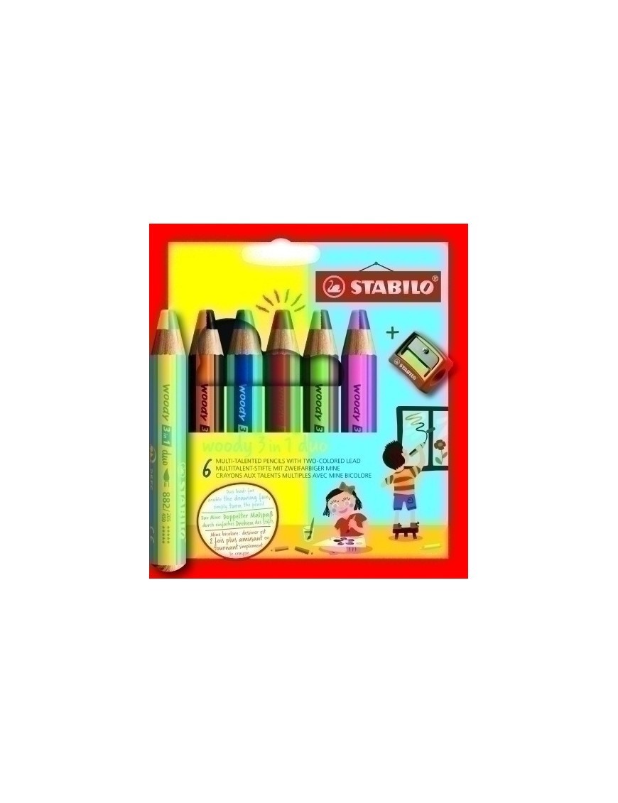 Lapices Color Stabilo Woody 3 En 1 E/6