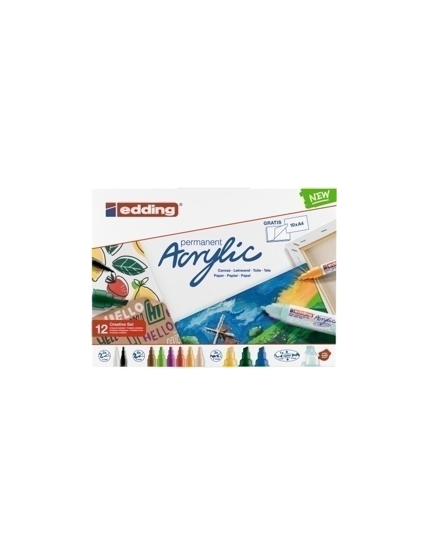 Rotul.Edding Acrylic Pack 12