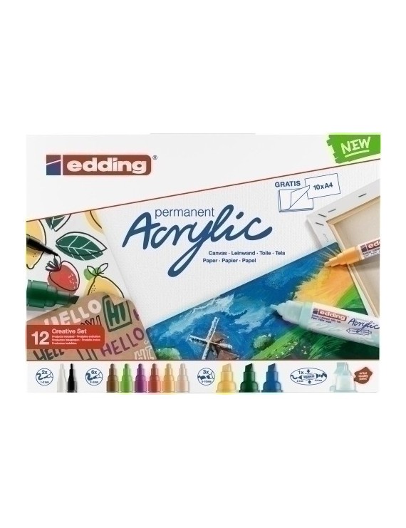 Rotul.Edding Acrylic Pack 12