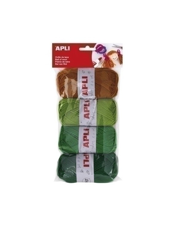 Ovillos Lana Apli 50 Gr.Tonos Verdes P/4