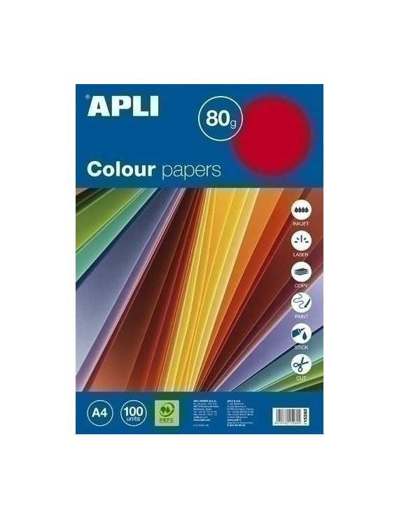 Papel Color A4 80G 100H Surtid.Fluor