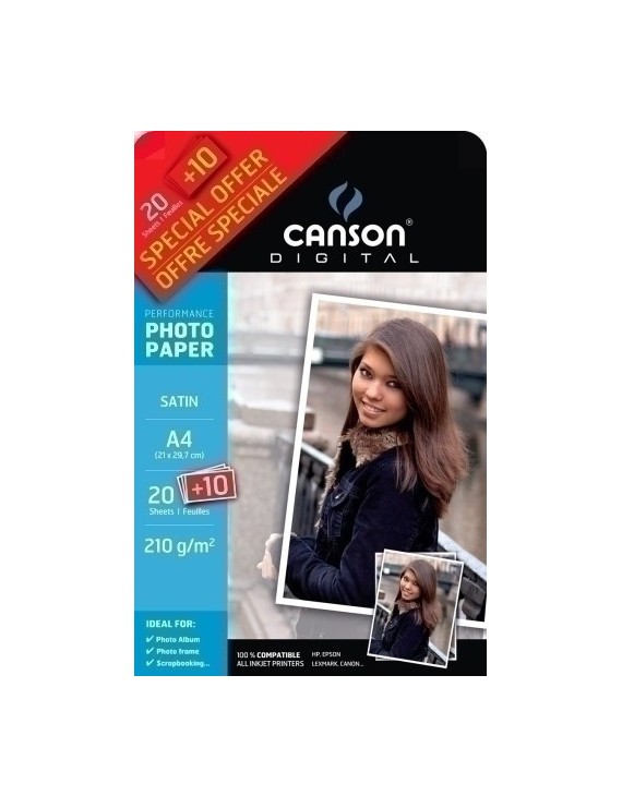 P.Inkjet Canson Foto A4 210G 20+10H Sati