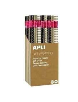 Pap.Regalo Rl.Apli 0,7X2 Kraft B&W C/55