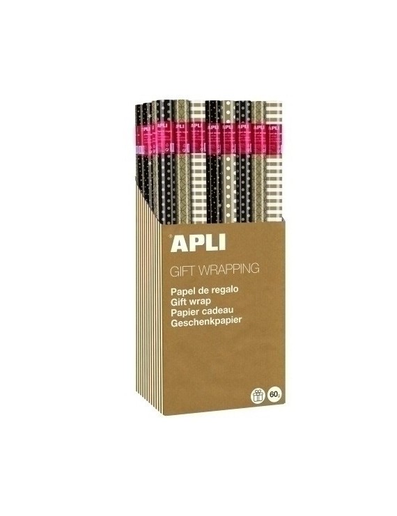 Pap.Regalo Rl.Apli 0,7X2 Kraft B&W C/55