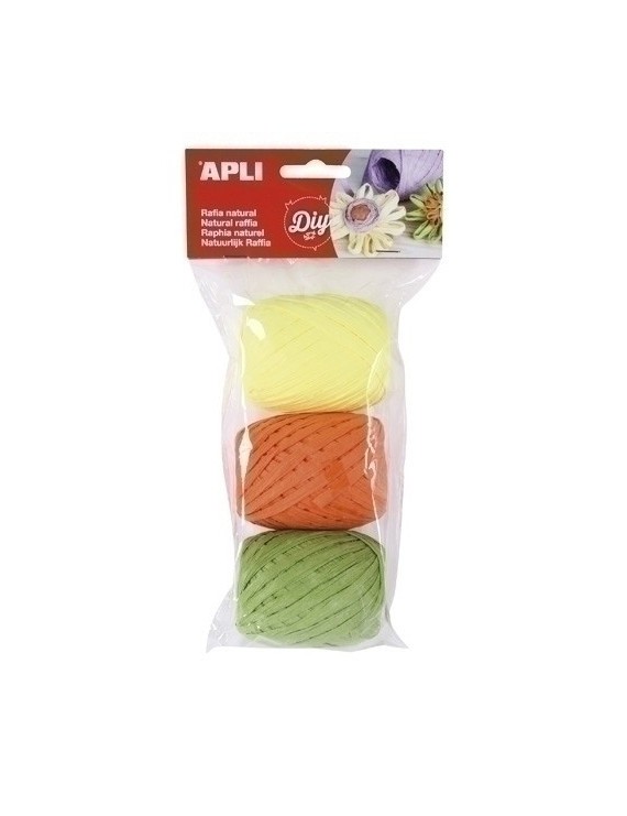 Rafia Apli Natural 30 M Col. Fluor B/3