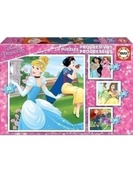 Safta-Princesas Disney 4 Puzzles De 12 A