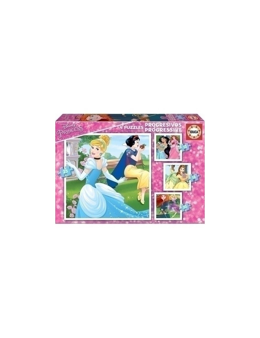 Safta-Princesas Disney 4 Puzzles De 12 A