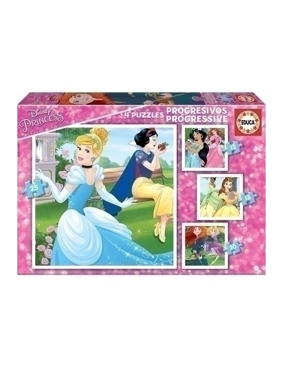 Safta-Princesas Disney 4 Puzzles De 12 A