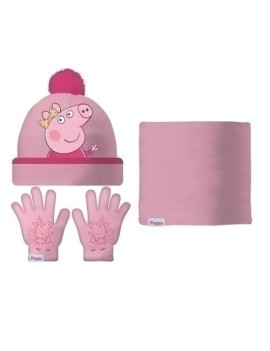 Safta-Peppa Pig Set Gorro/Buff/Guantes