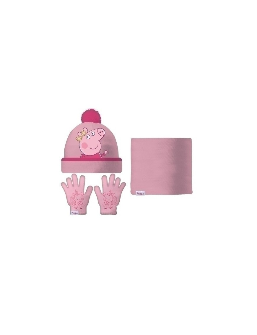 Safta-Peppa Pig Set Gorro/Buff/Guantes