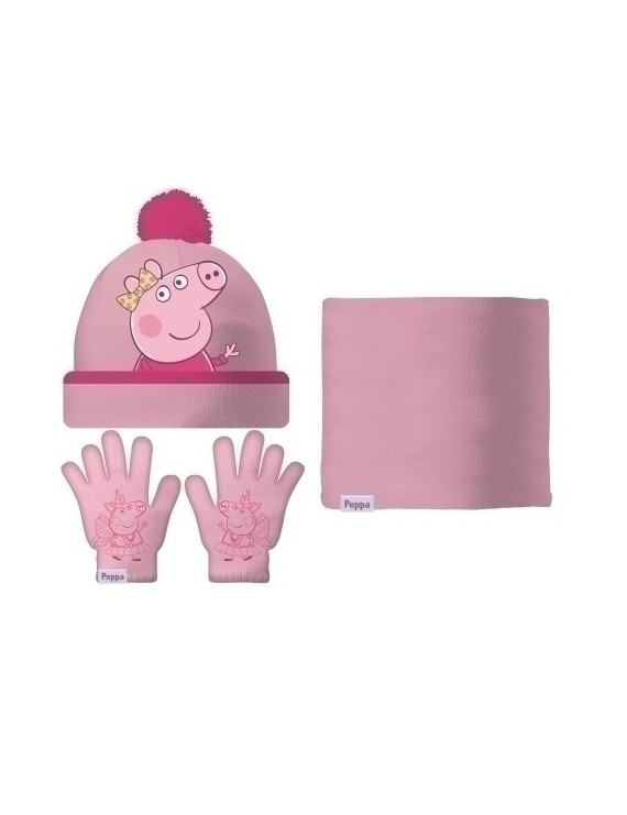 Safta-Peppa Pig Set Gorro/Buff/Guantes