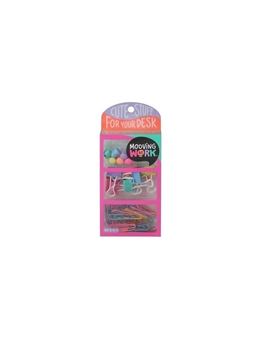 Set Papeleria Mooving Kit 3 En 1 Pink