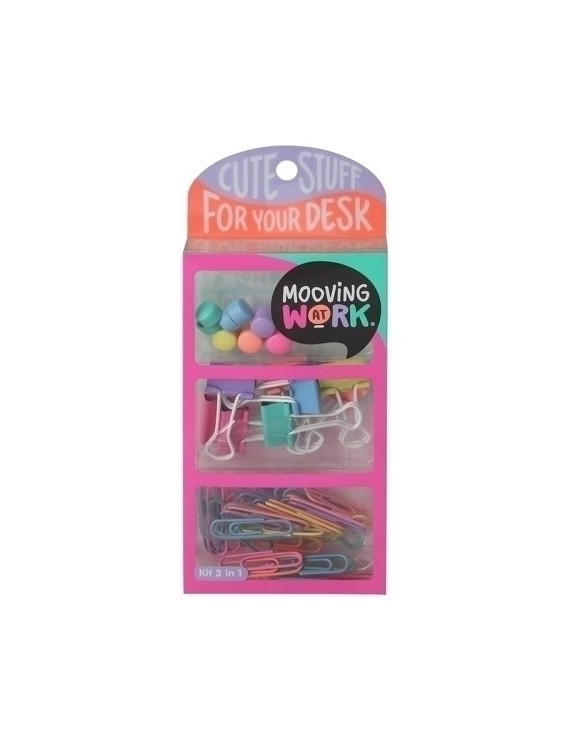 Set Papeleria Mooving Kit 3 En 1 Pink