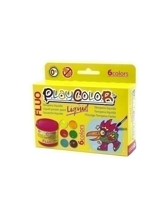 Tempera Playcolor 40Ml Fluo Estuche 6