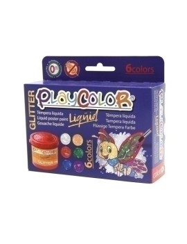 Tempera Playcolor 40Ml Glitter Estuche 6