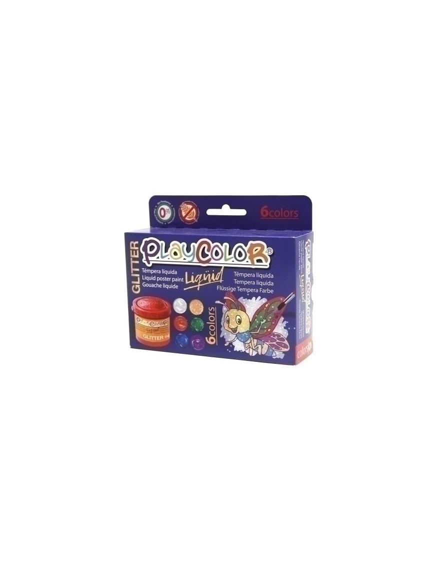 Tempera Playcolor 40Ml Glitter Estuche 6