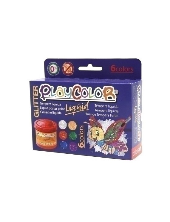 Tempera Playcolor 40Ml Glitter Estuche 6