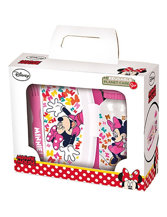 SET DE BOTELLA Y SANDWICHERA + CUBIERTOS MINNIE MOUSE "LUCKY"