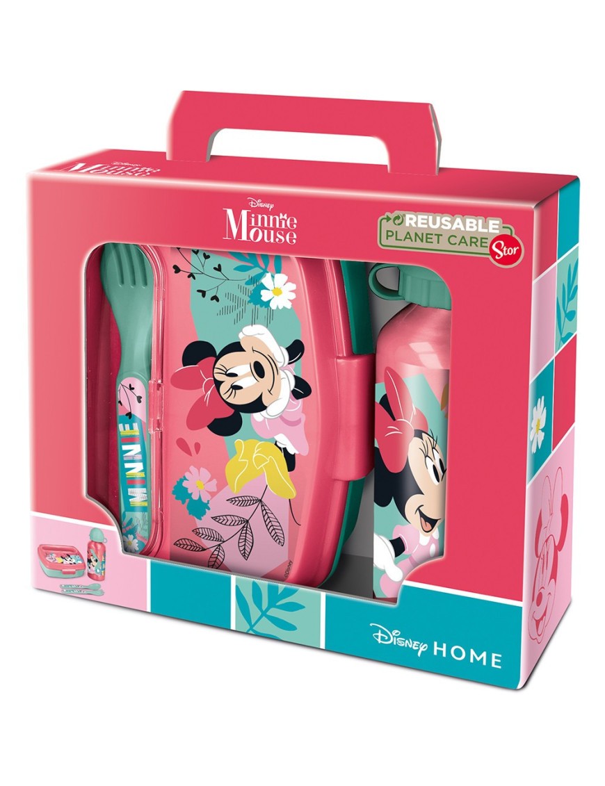 SET DE BOTELLA Y SANDWICHERA + CUBIERTOS MINNIE MOUSE "NAIVE"