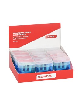 EXP. 12 PCS. SACAPUNTAS DOBLE DEPOSITO SAFTA