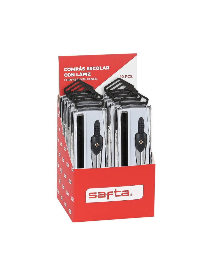 EXP. 10 PCS. COMPAS ESCOLAR CON LAPIZ SAFTA