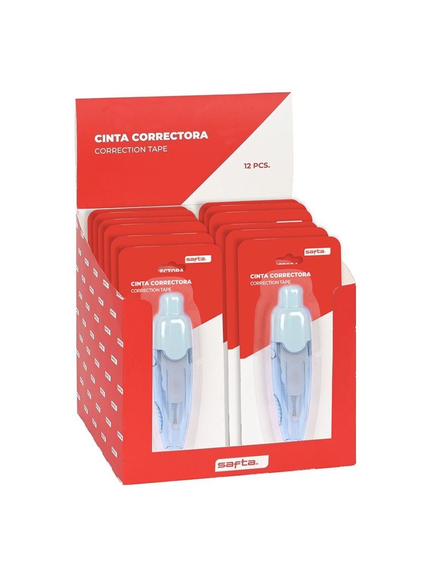 EXP. 12 PCS. CINTA CORRECTORA RETRACTIL SAFTA