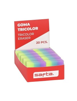 EXPOSITOR 20 PCS. GOMA PVC TRICOLOR SAFTA