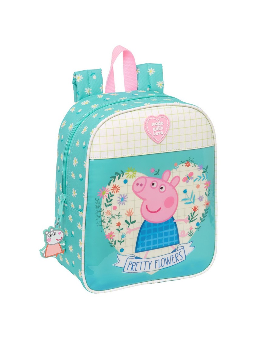 MOCHILA GUARDERIA ADAPTABLE CARRO PEPPA PIG "PRETTY FLOWERS"