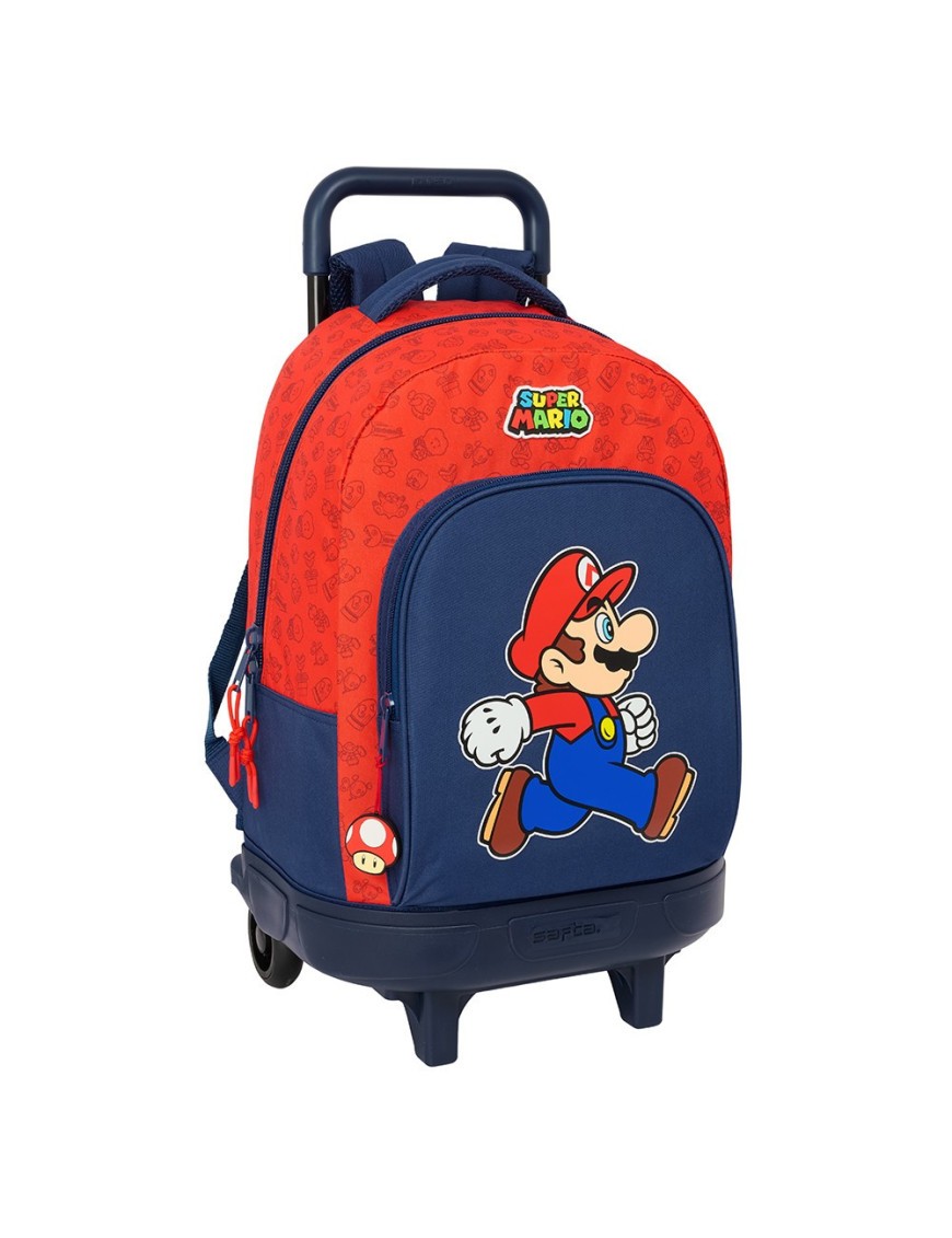 MOCHILA GRANDE C/RUEDAS COMPACT EXTRAIBLE SUPER MARIO "TRICK"