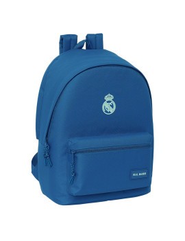 MOCHILA DOBLE PARA PORTATIL 15,6"+USB REAL MADRID CHICA AZUL